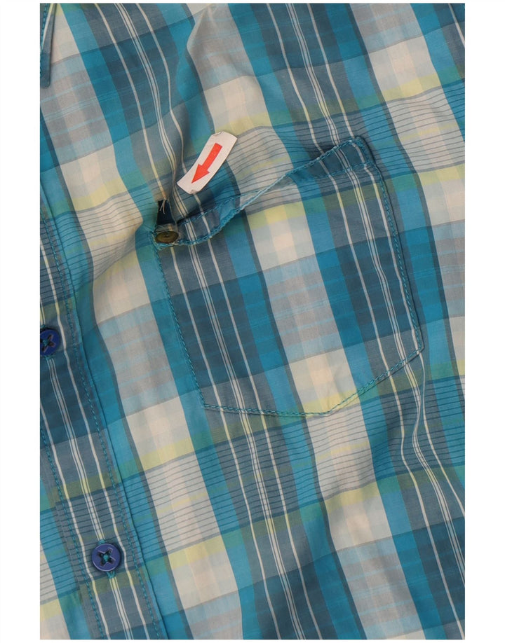 Lee Herren-Kurzarmhemd XL, blau kariert, Baumwolle