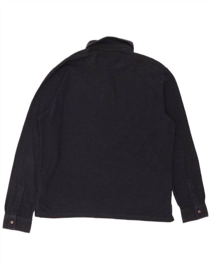 Marks & Spencer Herren-Langarm-Rugby-Poloshirt, mittelmarineblaue Baumwolle