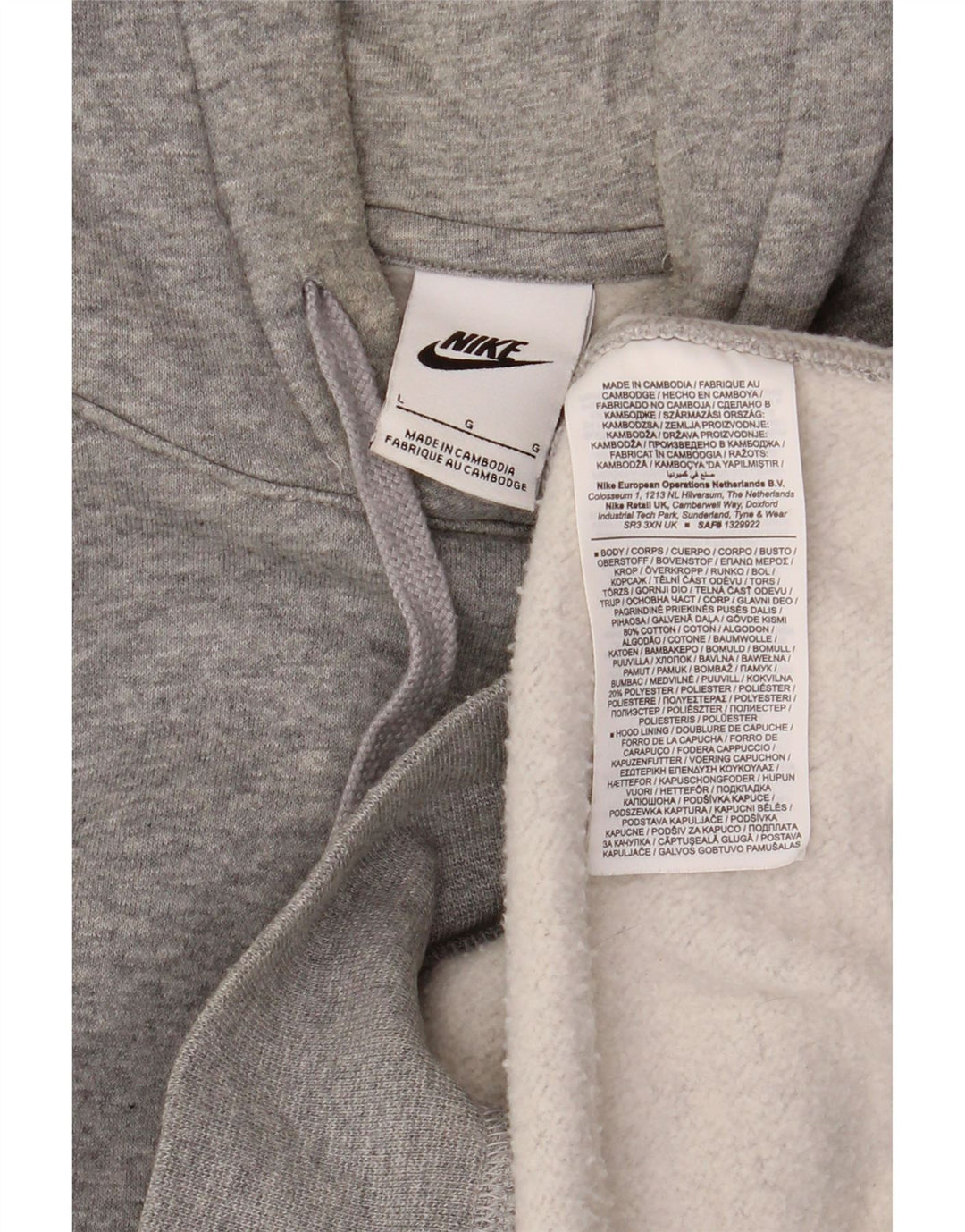 NIKE Herren Kapuzenpullover, groß, graue Baumwolle
