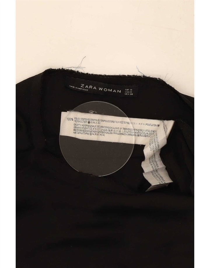 Zara Damen Ärmelloses Basic-Kleid UK 14 Mittelschwarzes Polyester