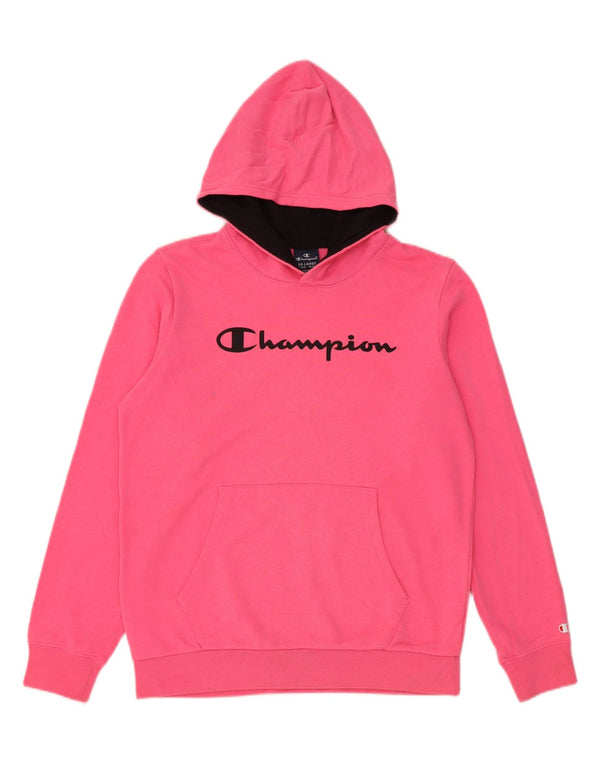 Champion Mädchen-Kapuzenpullover mit Grafik, 15–16 Jahre, 2XL, rosa, Baumwolle