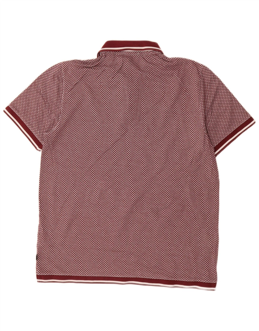 Ted Baker Herren-Poloshirt, Größe 2, klein, burgunderrot gefleckte Baumwolle