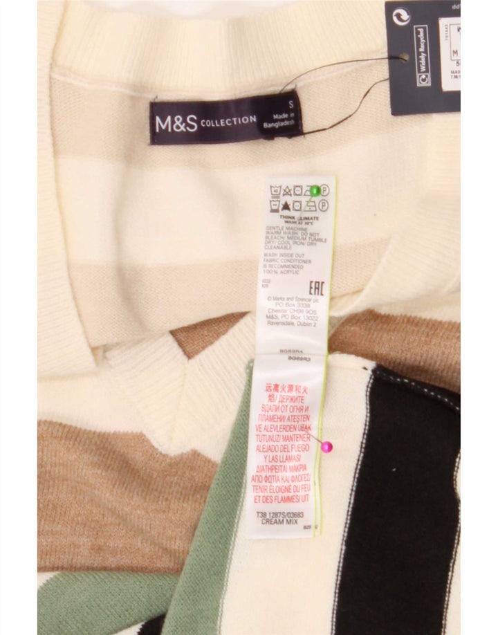 Marks & Spencer Damen-Pullover mit V-Ausschnitt, Gr. 10, Größe S, mehrfarbig