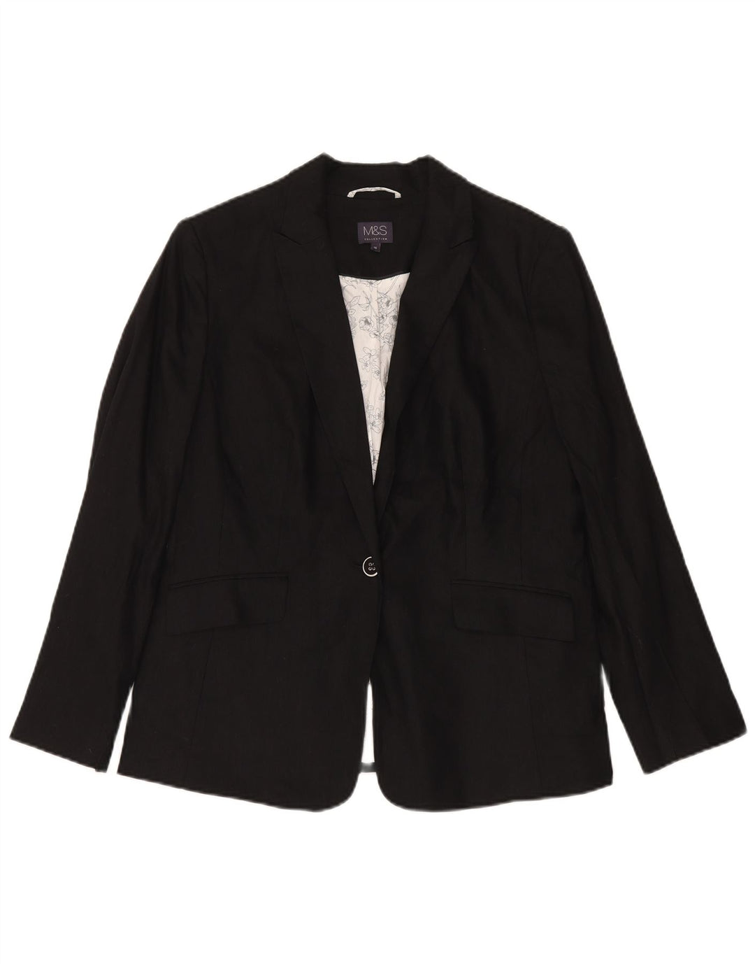 Marks & Spencer Damen-Blazer mit 1 Knopf, Gr. 16, Schwarz, Flachs