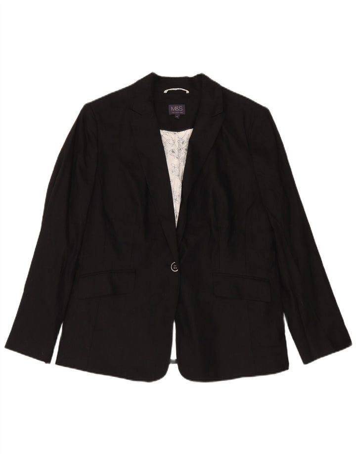 Marks & Spencer Damen-Blazer mit 1 Knopf, Gr. 16, Schwarz, Flachs