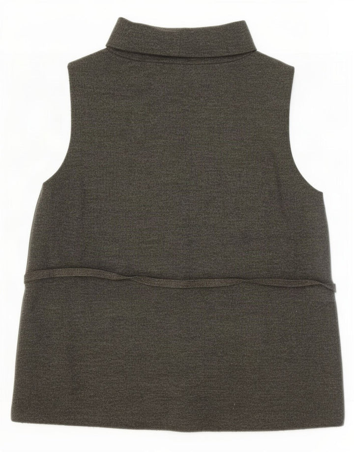 Zara Damen Weste Top UK 14 Large Khaki Baumwolle