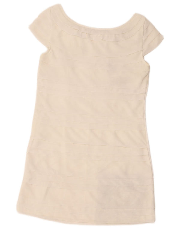 French Connection Damen-Stufenkleid, UK-Größe 40, Größe S, Weiß, Polyester