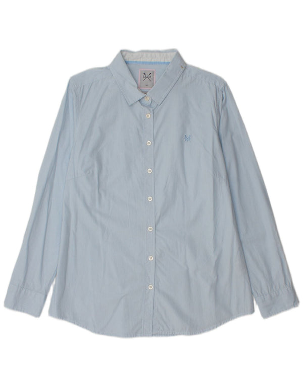 Crew Clothing Damen-Hemd mit klassischer Passform, UK 14, mittelblaue Nadelstreifen-Baumwolle