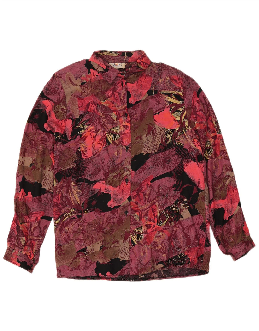 Vintage Damen 2-teiliges Rockset UK 12 Medium W27 Burgund Floral Retro