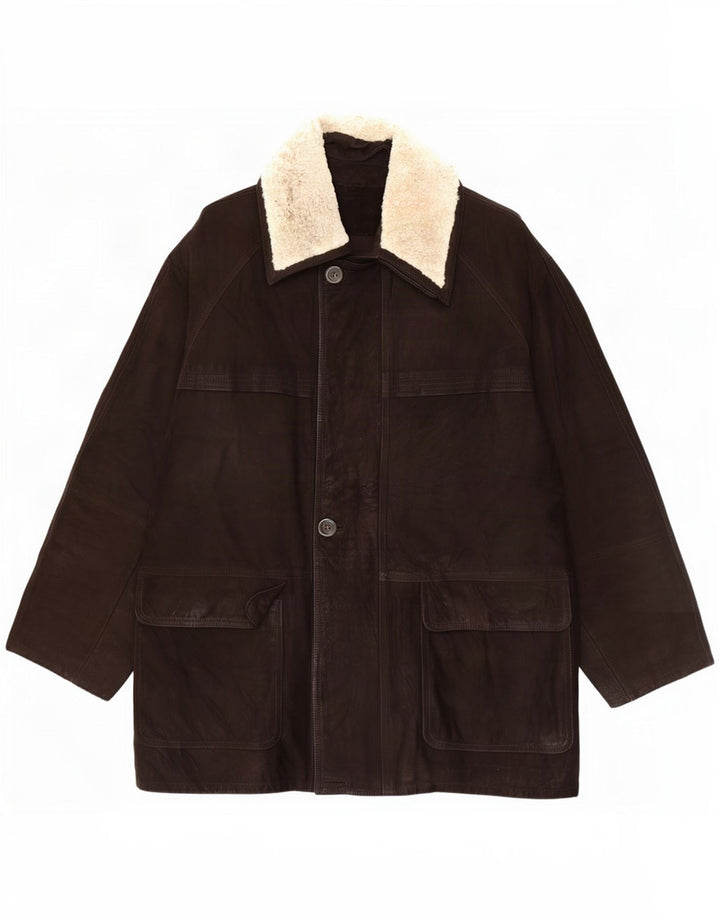 Lavorazione Artigiana Herren Lederjacke IT 48 Mittelbraun