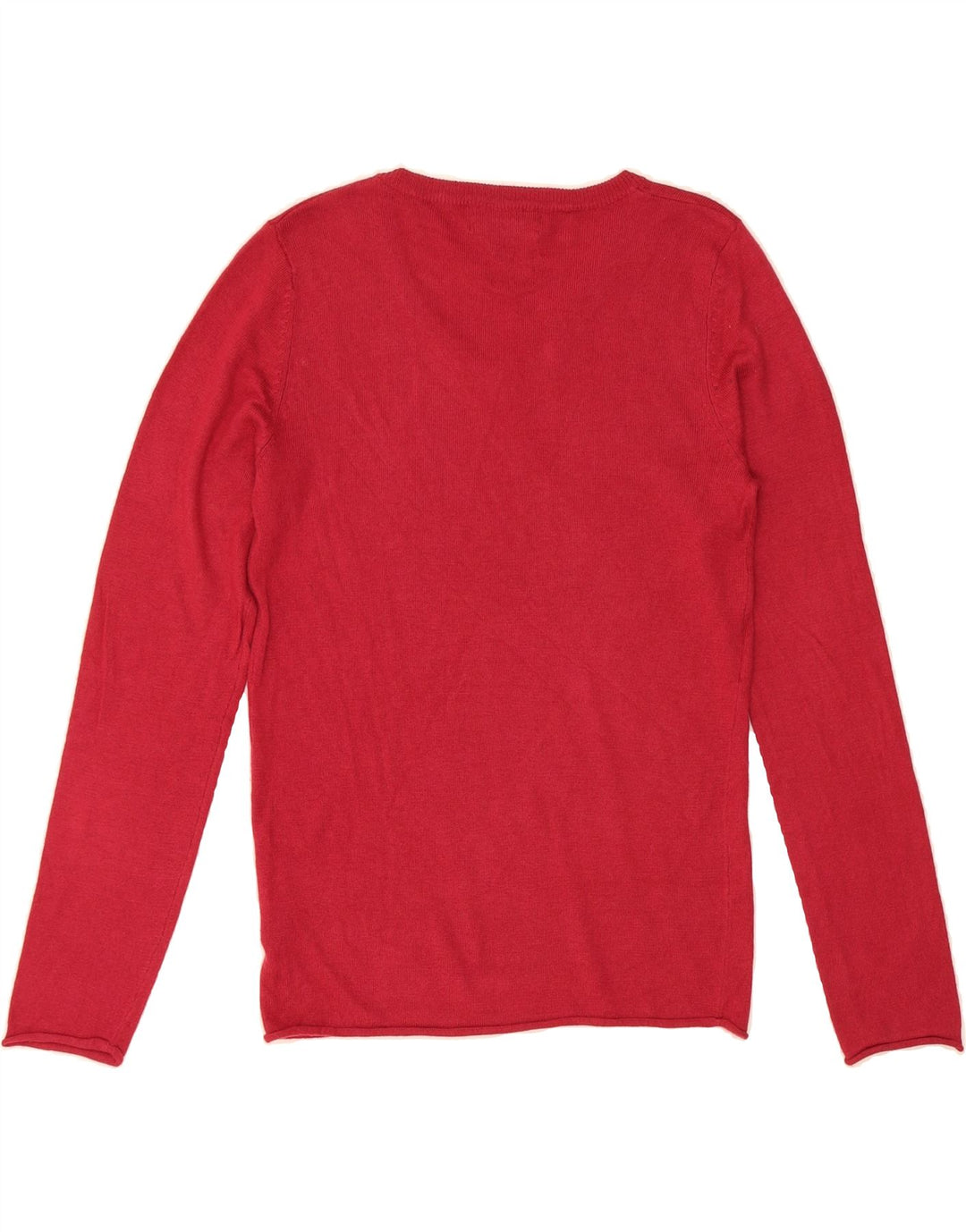 MOSSIMO Womens V-Neck Jumper Sweater UK 14 Medium Burgundy Nylon Vintage Mossimo and Second-Hand Mossimo from Messina Hembry 