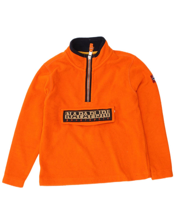 Napapijri Jungen Geographic Graphic Fleecepullover mit Reißverschluss am Kragen, 5–6 Jahre, Orange