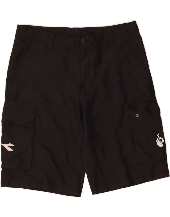 DIADORA Mens Cargo Shorts Small W32  Black Polyester Vintage Diadora and Second-Hand Diadora from Messina Hembry 