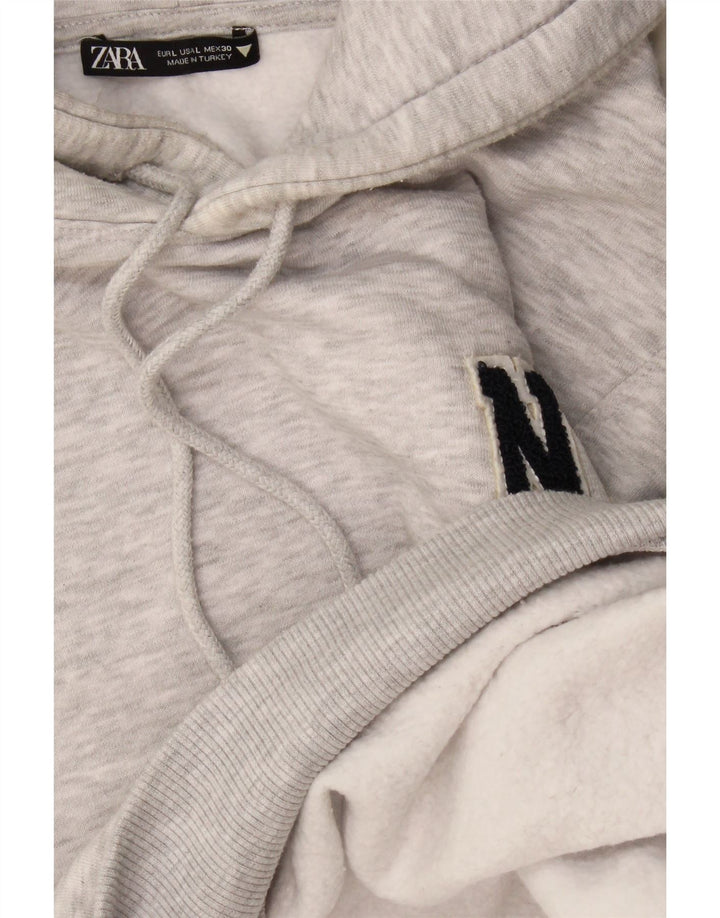 Zara Damen Übergroßer Kapuzenpullover UK 16 Large Grau