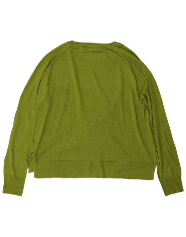 Zara Damen-Pullover mit U-Boot-Ausschnitt, übergroß, Gr. 10, Größe S, grüne Viskose