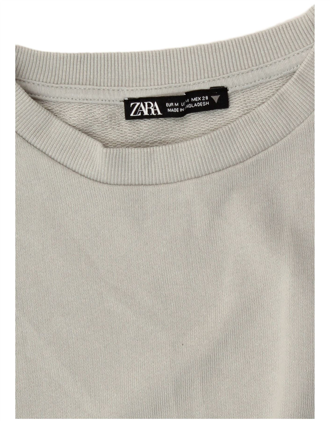 Zara Damen Crop Sweatshirt Pullover UK 14 Mittelgraue Baumwolle