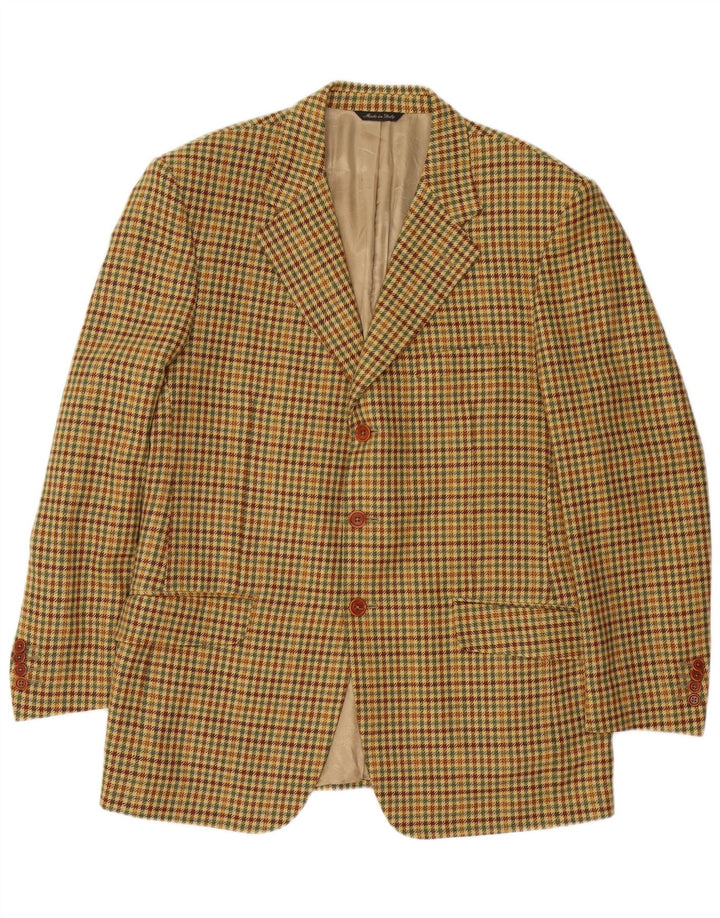 Ermenegildo Zegna Herren-Blazer mit 3 Knöpfen, IT 52, groß, beige Hahnentrittmuster