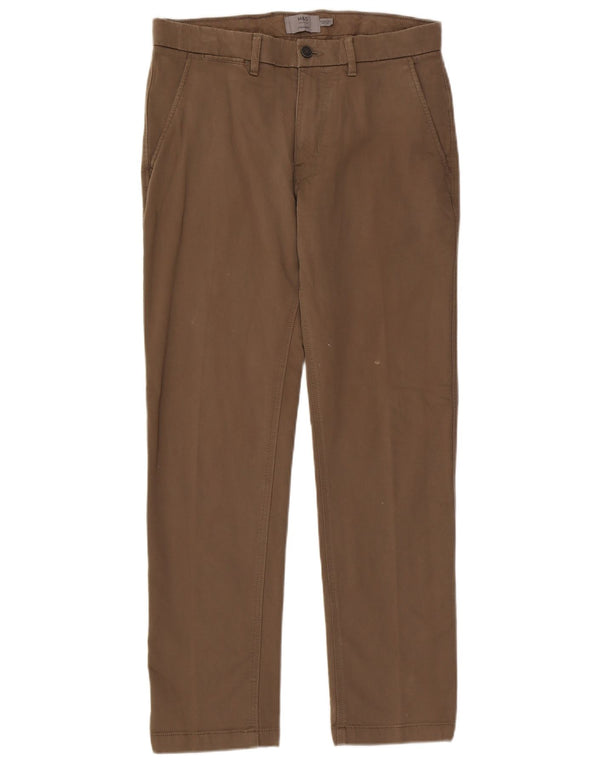 Marks & Spencer Herren gerade Chinohose W32 L31 braune Baumwolle