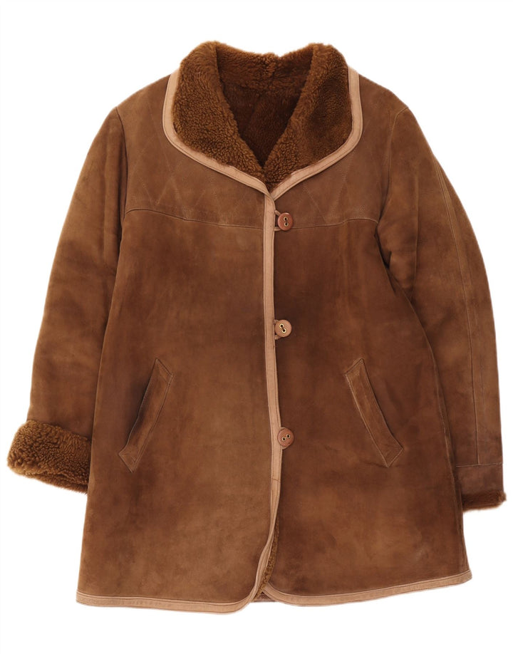 Vintage Damen Lammfellmantel UK 12 Mittelbraun