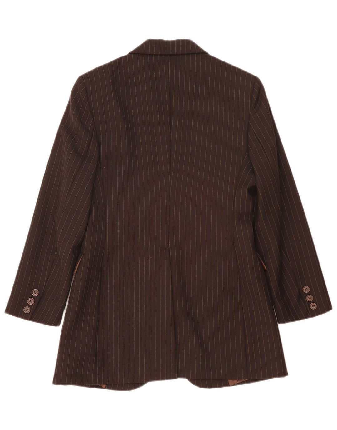 Benetton Damen-Blazer mit 2 Knöpfen, IT 40, kleine braune Nadelstreifen-Schurwolle
