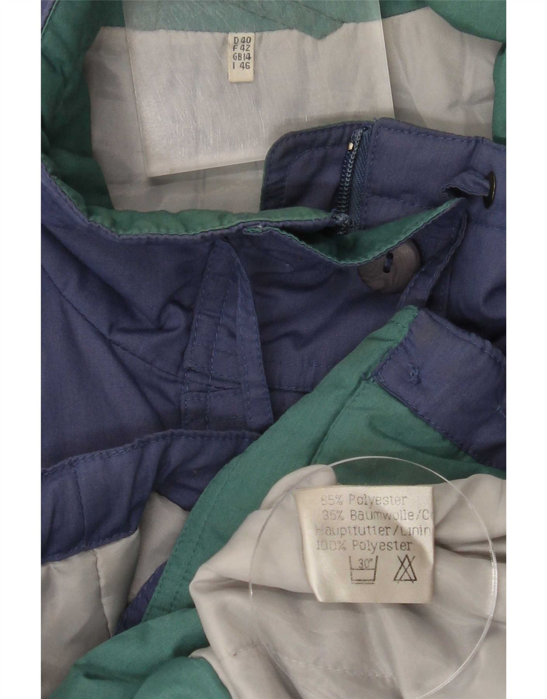 Vintage Damen Übergroßer gepolsterter Mantel UK 14 Großes blaues Polyester