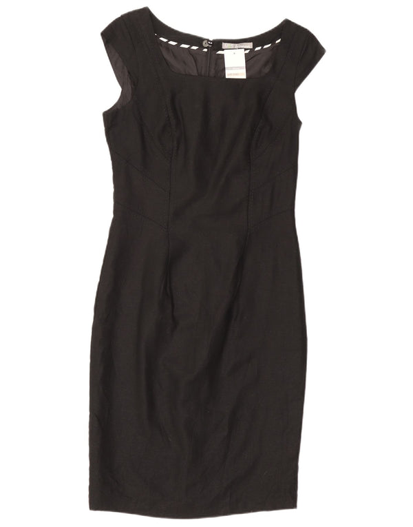 MARKS & SPENCER Damen Etuikleid UK 8 Small Schwarz Leinen