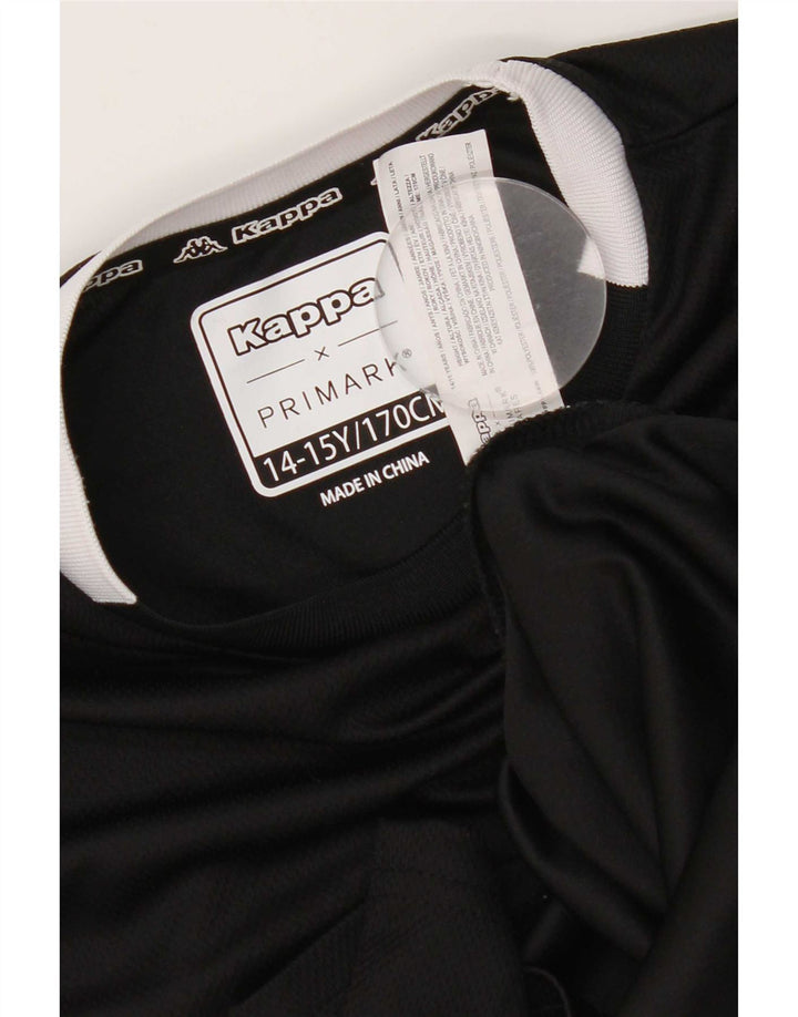 Kappa T-Shirt-Oberteil für Jungen, 14–15 Jahre, schwarzes Colourblock-Polyester