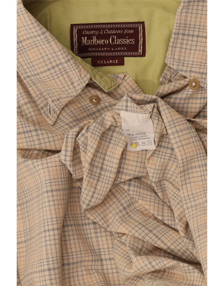 Marlboro Classics Herrenhemd 2XL Beige kariert Baumwolle