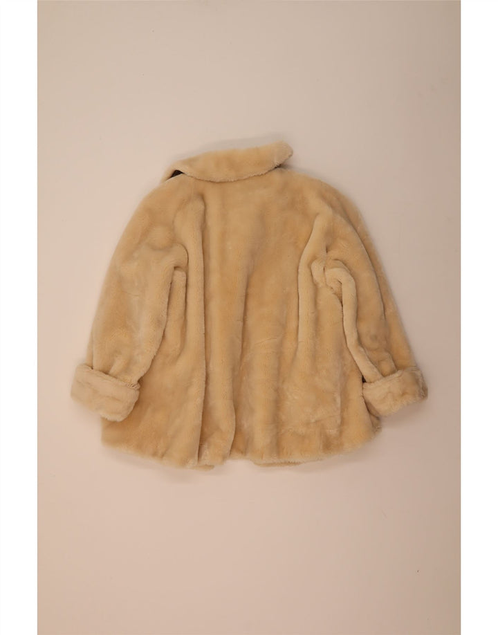 Vintage Damen Übergroßer Mantel aus Kunstfell IT 42 Mittelbeige Acetat
