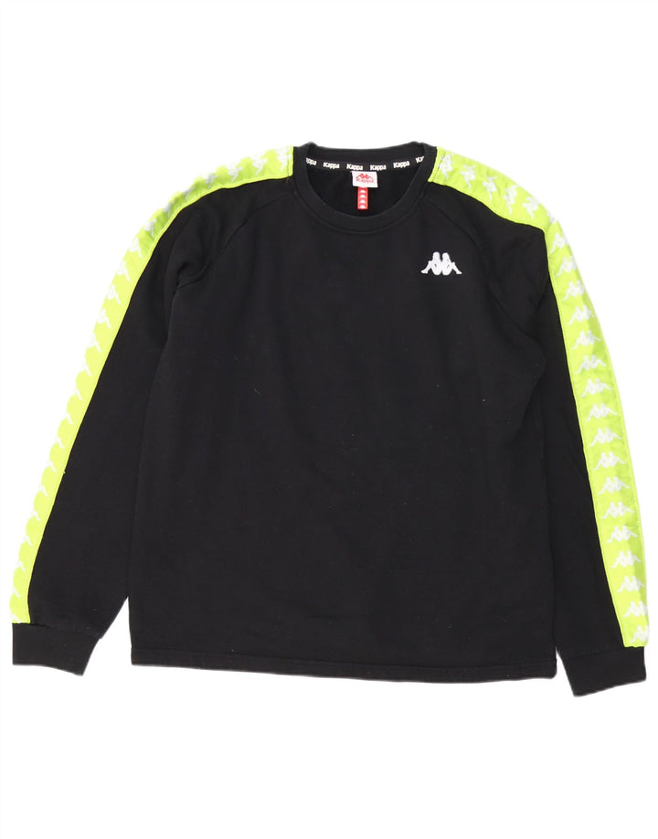 Kappa Herren Grafik-Sweatshirt-Pullover Mittelschwarze Colourblock-Baumwolle