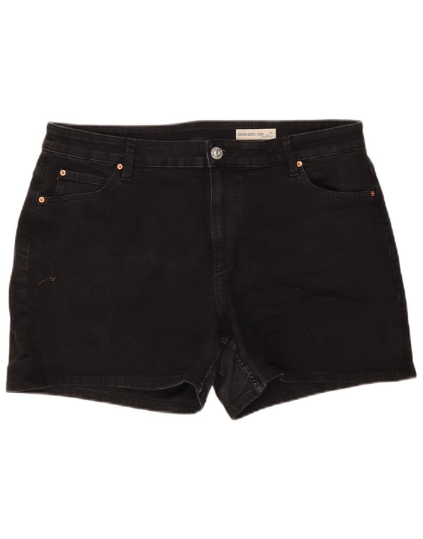Marks & Spencer Damen Jeansshorts UK 18 XL W36 Schwarze Baumwolle