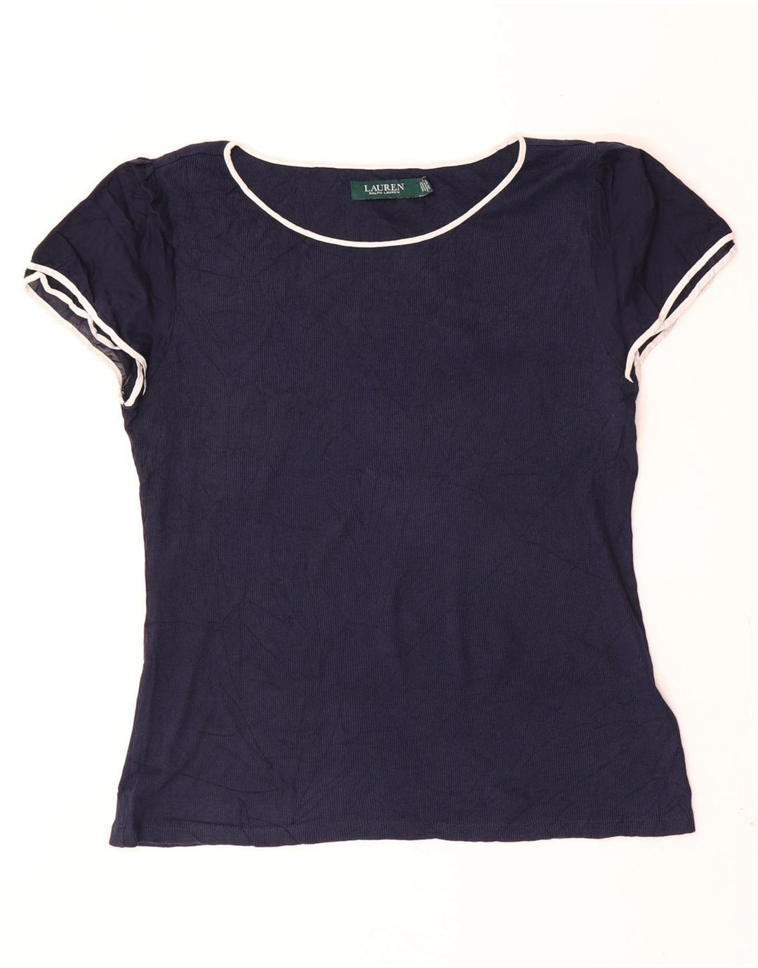 Ralph Lauren Damen T-Shirt Top UK 14 Large Marineblau Baumwolle