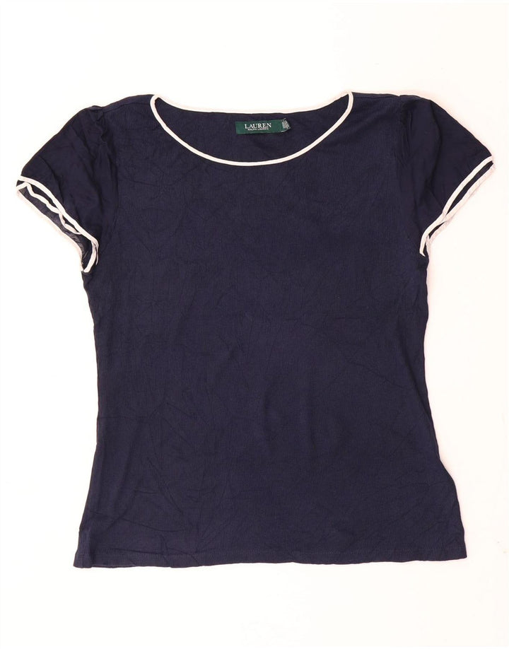Ralph Lauren Damen T-Shirt Top UK 14 Large Marineblau Baumwolle