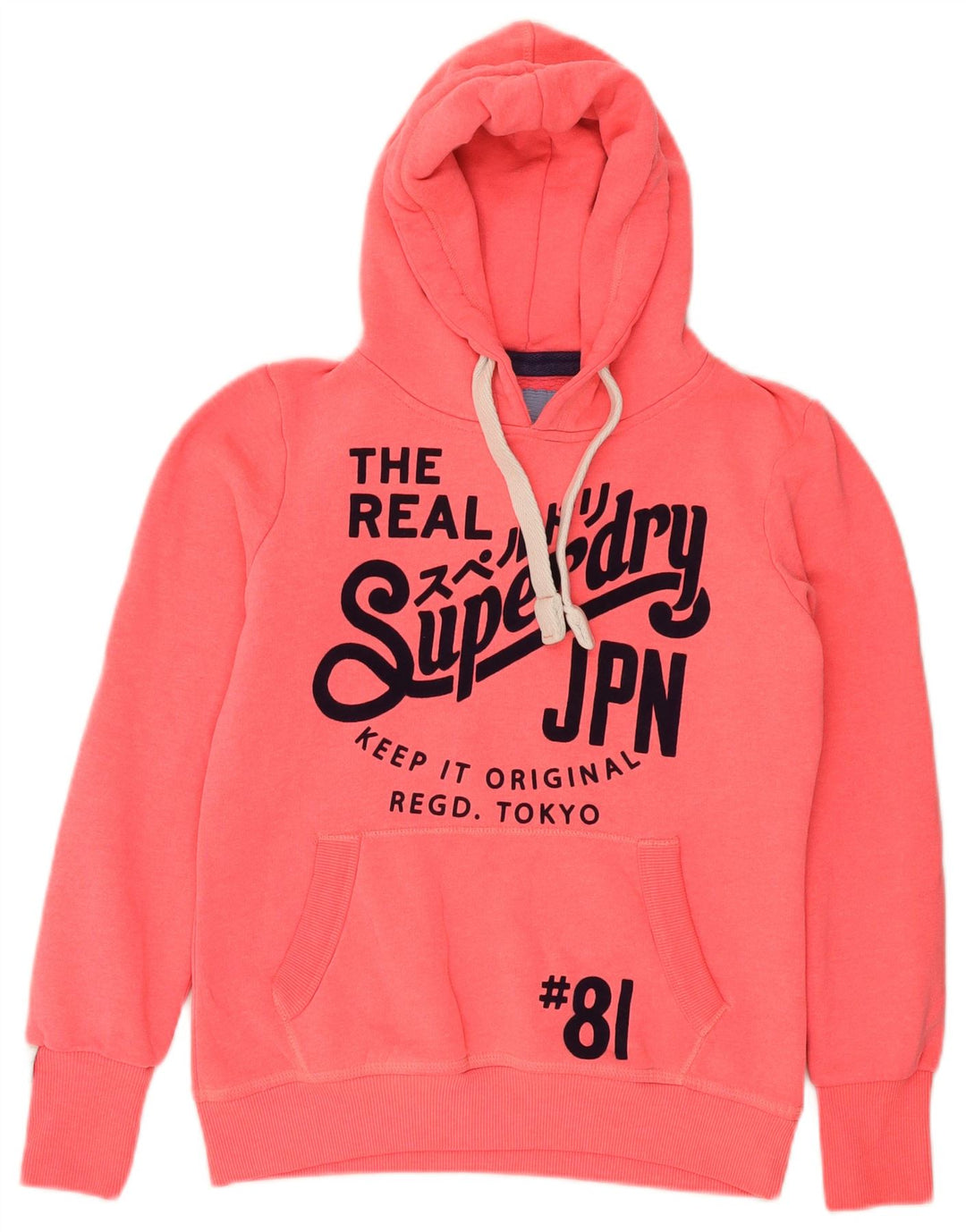SUPERDRY Womens Graphic Hoodie Jumper UK 14 Medium Pink Polyester