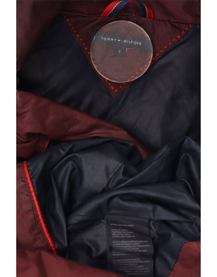 Tommy Hilfiger Damen-Jacke mit Kapuze, gepolstert, UK 10, Größe S, Burgunderrot, Polyester