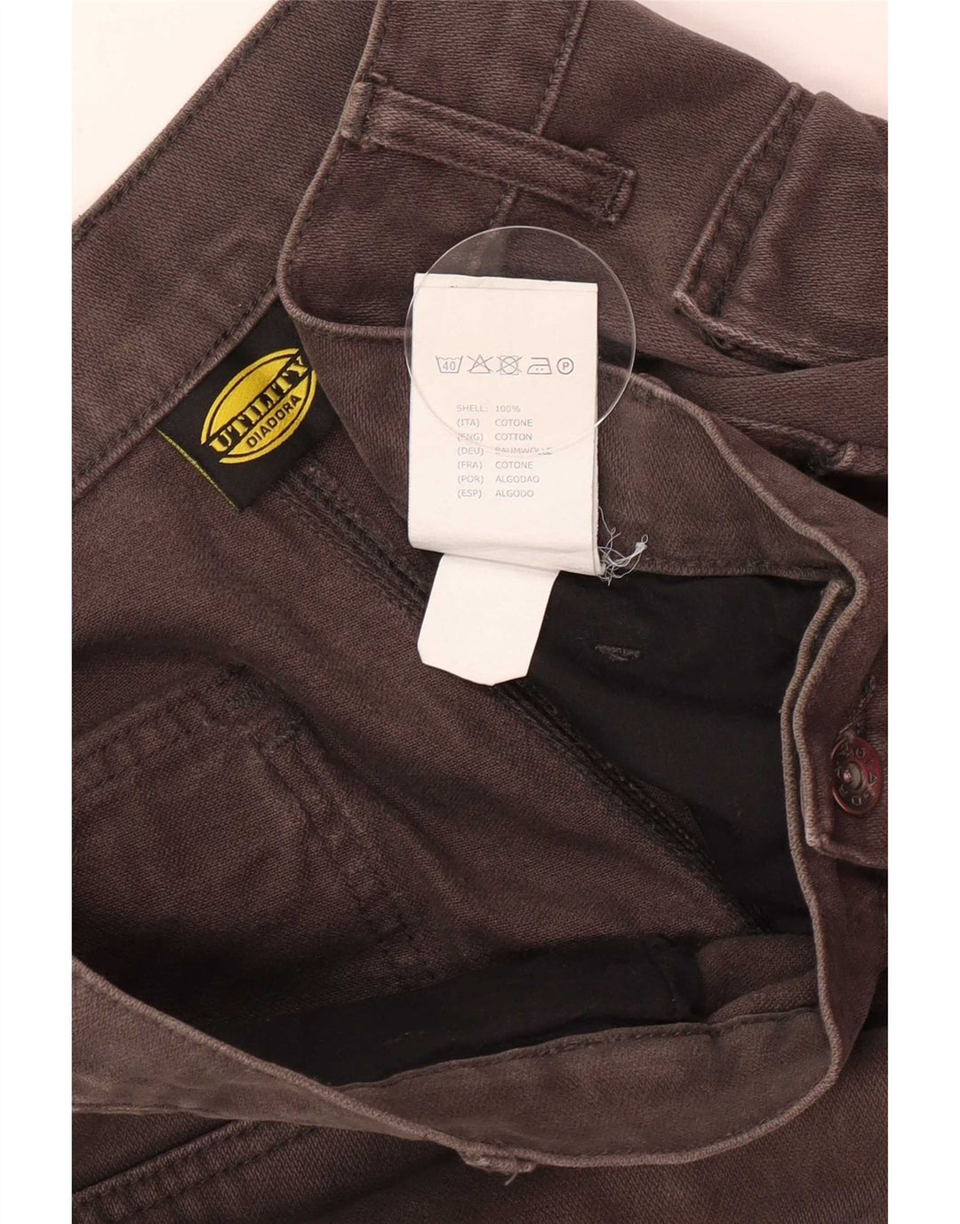 Diadora Slim Cargo-Hose für Herren, Größe L, W34, L34, Grau, Baumwolle
