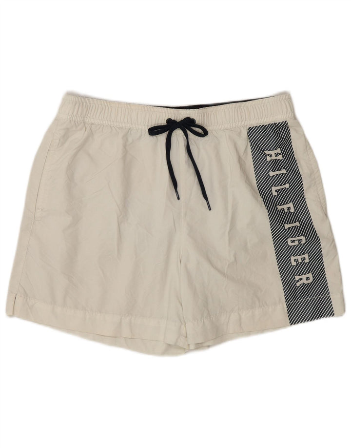 Tommy Hilfiger Herren Badeshorts mit Grafik, Mittelweiß