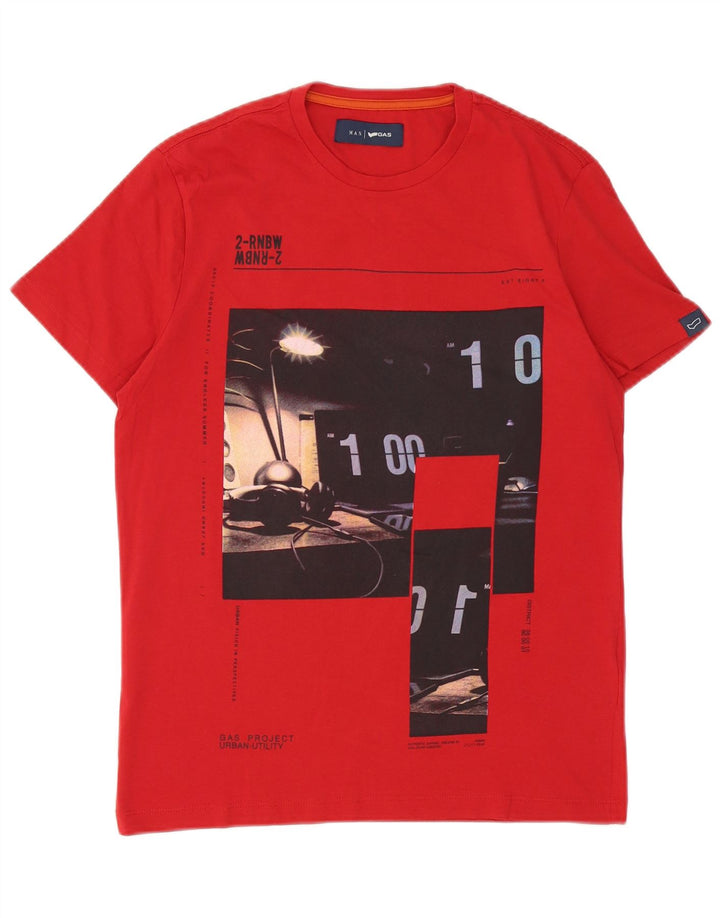 Gas Herren-T-Shirt mit Grafik, Größe S, Rot, Baumwolle