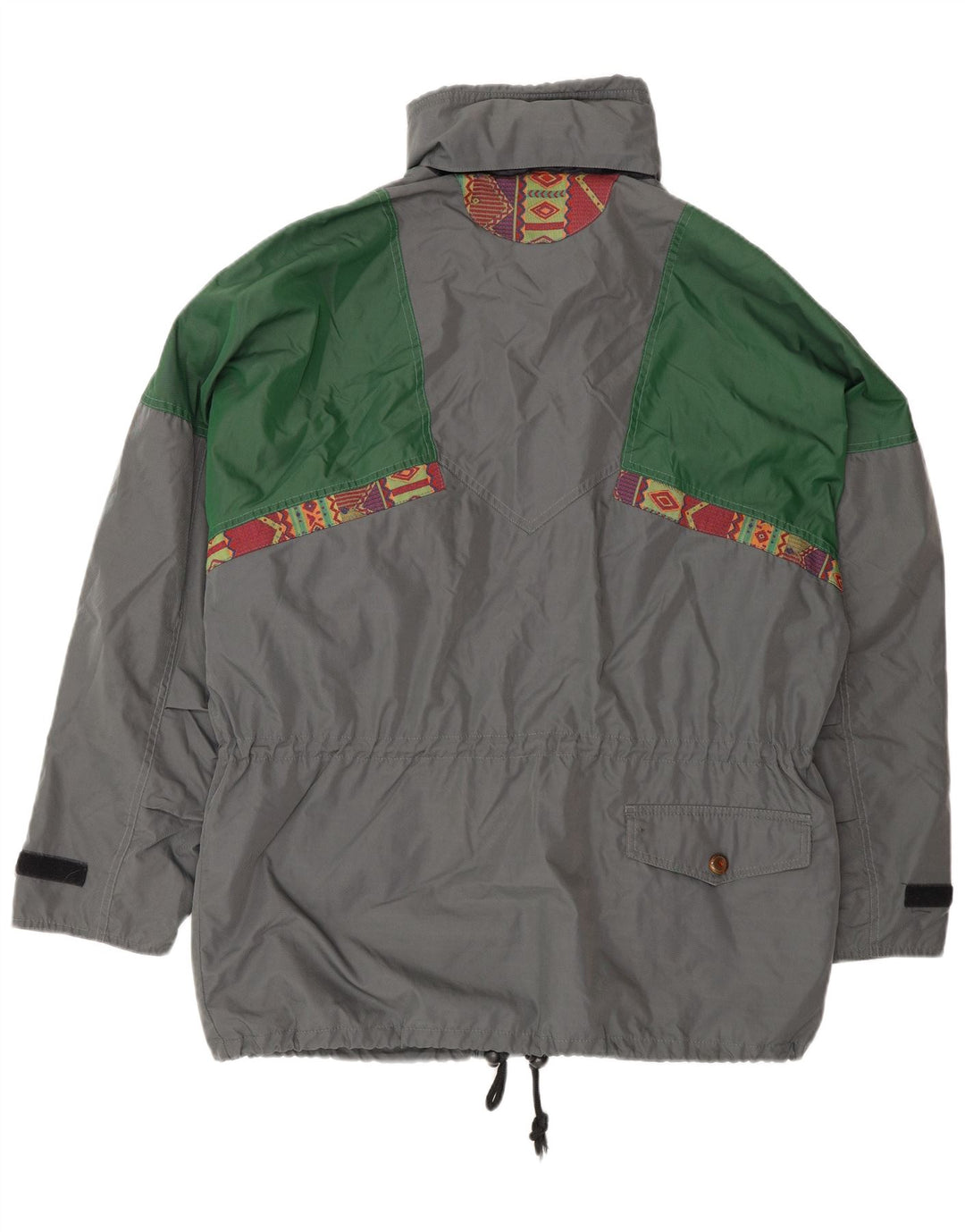 Vintage Herren-Utility-Jacke mit Kapuze, UK 38, mittelgraues Farbblock-Polyester