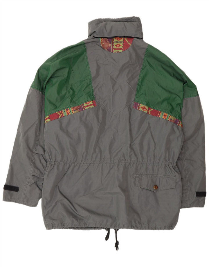 Vintage Herren-Utility-Jacke mit Kapuze, UK 38, mittelgraues Farbblock-Polyester