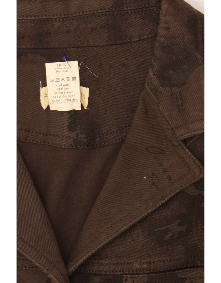 ALVIERO MARTINI Damen Grafik-Jeansjacke IT 48 Große braune Baumwolle