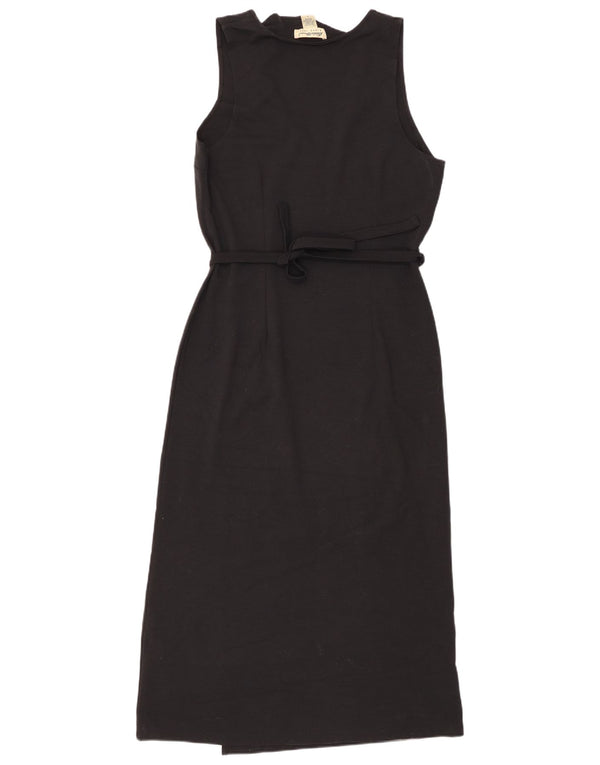 EDDIE BAUER Damen Petite Ärmelloses Wickelkleid UK 16 Large Schwarz