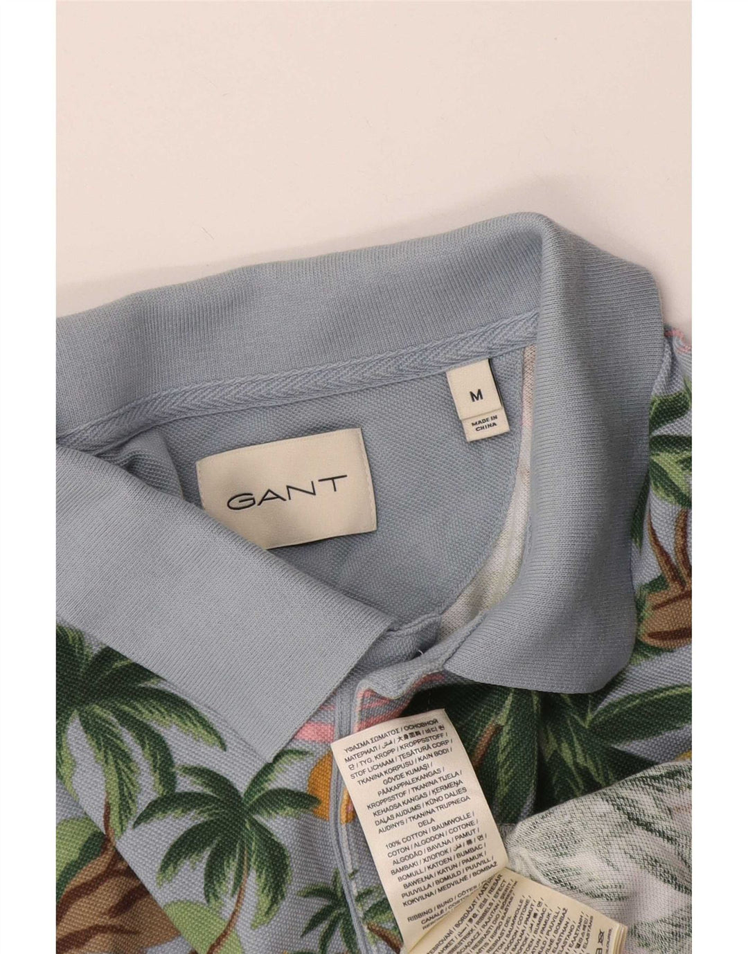 Gant Herren Hawaii-Poloshirt aus mittelblauer Baumwolle