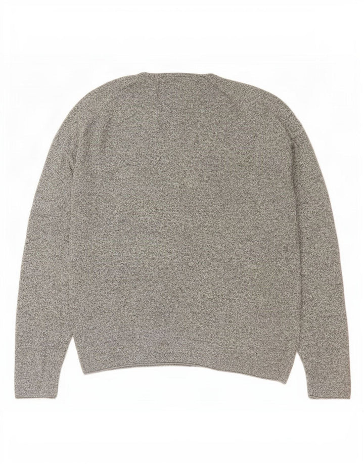Zara Herren-Pullover mit Rundhalsausschnitt, groß, grau meliert