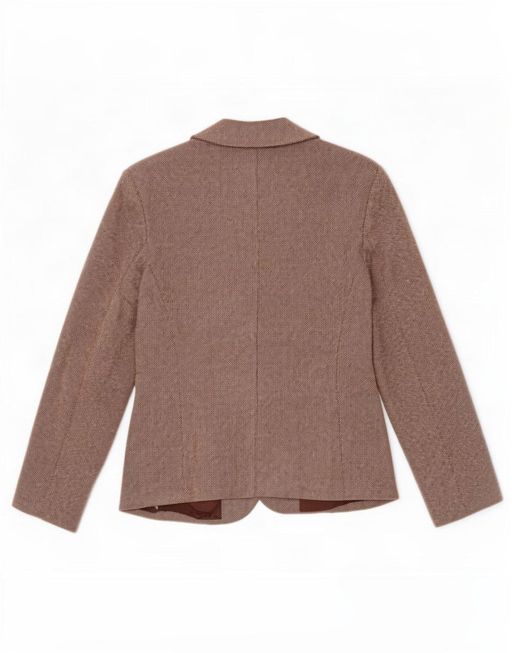 Benetton Damen-Blazerjacke mit 3 Knöpfen, IT 42, mittelbraune Wolle