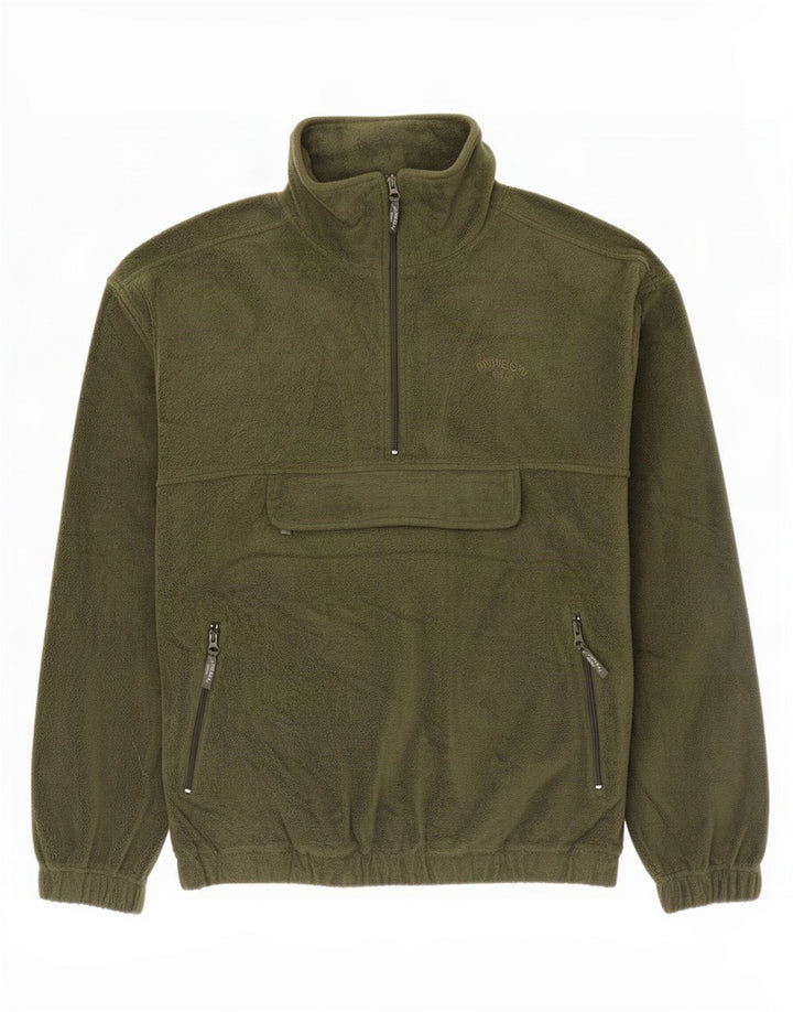 Vintage Herren Anorak Fleece Pullover Großes Khaki Polyester