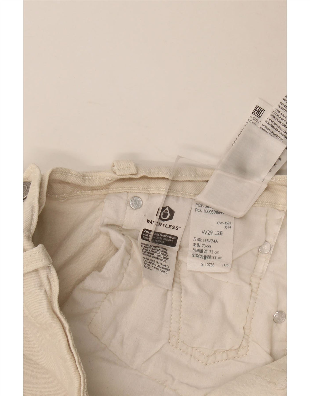 Levi's Damen 501 Straight Jeans W29 L28 Off White Baumwolle