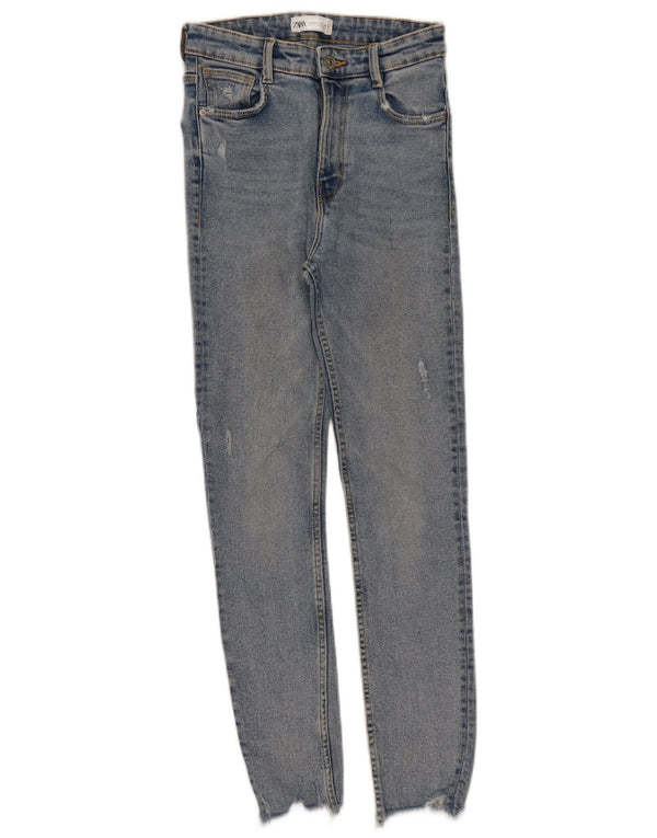 Zara Damen Distressed High Waist Skinny Jeans EU 36 XS W26 L27 Blau