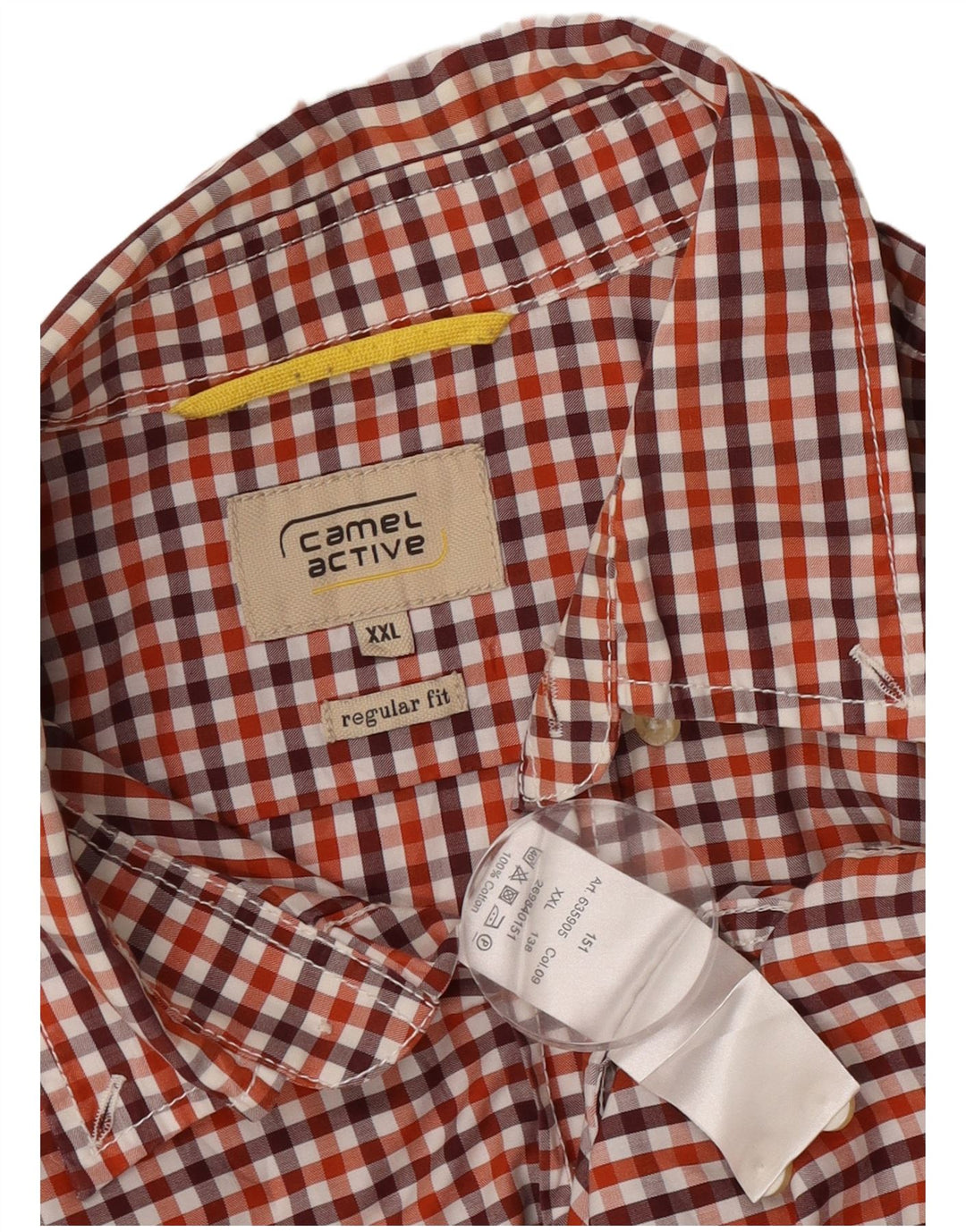 Camel Active Herren-Hemd, kurzärmelig, reguläre Passform, 2XL, rotes Gingham-Baumwolle