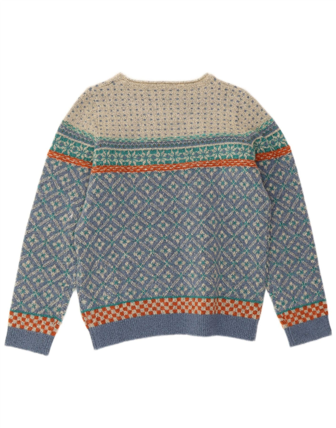 WEIRD FISH Damen Pullover mit U-Boot-Ausschnitt, UK 12, Mittelblau, Fair Isle